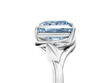 White gold Fancy Blue Princess Cut Diamond Solitaire Ring with Twist Band and Four-Prong Setting_140