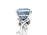 White gold Fancy Blue Princess Cut Diamond Solitaire Ring with Twisted Band and Prong Setting_342
