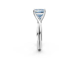 White gold Fancy Blue Princess Cut Diamond Solitaire Twist Band Prong Setting Ring_105