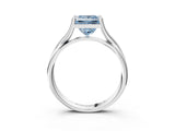 White gold Fancy Blue Princess Cut Diamond Solitaire Twist Band Prong Setting Ring_106