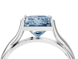 White gold Fancy Blue Princess Cut Diamond Solitaire Twist Band Prong Setting Ring_107