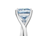 White gold Fancy Blue Princess Cut Diamond Solitaire Twist Band Prong Setting Ring_108