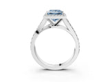 White gold Fancy Blue Princess Cut Diamond Split Shank Halo Ring with Four-Prong Setting_73