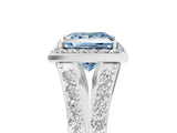 White gold Fancy Blue Princess Cut Diamond Split Shank Halo Ring with Four-Prong Setting_75