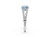 White gold Fancy Blue Princess Cut Diamond Split Shank Pavé Engagement Ring with Four-Prong Setting_75