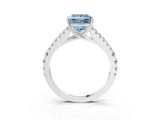 White gold Fancy Blue Princess Cut Diamond Split Shank Pavé Engagement Ring with Four-Prong Setting_76