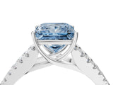 White gold Fancy Blue Princess Cut Diamond Split Shank Pavé Engagement Ring with Four-Prong Setting_77
