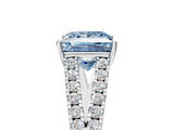 White gold Fancy Blue Princess Cut Diamond Split Shank Pavé Engagement Ring with Four-Prong Setting_78