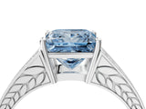 White gold Fancy Blue Princess Cut Diamond Split Shank Ring with Pavé Band and Four-Prong Setting_147