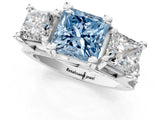 White gold Fancy Blue Princess Cut Diamond Three-Stone Ring with Channel Set Band and Four-Prong Setting_62