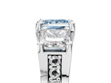 White gold Fancy Blue Princess Cut Diamond Three-Stone Ring with Channel Set Band and Four-Prong Setting_66