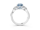 White gold Fancy Blue Princess Cut Diamond Three-Stone Ring with Pear  Side Stones and Prong Setting_131