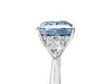 White gold Fancy Blue Princess Cut Diamond Three-Stone Ring with Pear  Side Stones and Prong Setting_138