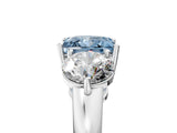 White gold Fancy Blue Princess Cut Diamond Three-Stone Ring with Prong Setting and Classic Band_113