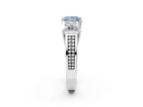 White gold Fancy Blue Princess Cut Diamond Three-Stone Ring with Prong Setting and Textured Band_25