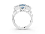 White gold Fancy Blue Princess Cut Diamond Three-Stone Ring with Prong Setting and Textured Band_27