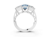 White gold Fancy Blue Princess Cut Diamond Three-Stone Ring with Prong Setting and Textured Band_38