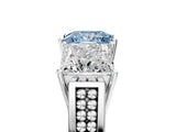 White gold Fancy Blue Princess Cut Diamond Three-Stone Ring with Prong Setting and Textured Band_41