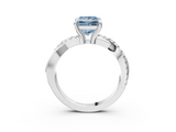 White gold Fancy Blue Princess  Cut Diamond Twist Band Solitaire with Prong Setting_77