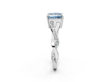 White gold Fancy Blue Princess  Cut Diamond Twisted Band Engagement Ring with Prong Setting_5