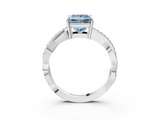 White gold Fancy Blue Princess  Cut Diamond Twisted Band Engagement Ring with Prong Setting_6