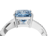 White gold Fancy Blue Princess  Cut Diamond Twisted Band Engagement Ring with Prong Setting_7