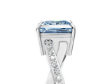 White gold Fancy Blue Princess  Cut Diamond Twisted Band Engagement Ring with Prong Setting_8