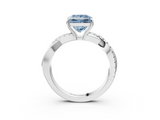White gold Fancy Blue Princess  Cut Diamond Twisted Band with Pavé Setting and Four-Prong Setting_22