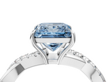 White gold Fancy Blue Princess  Cut Diamond Twisted Band with Pavé Setting and Four-Prong Setting_23