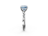 White gold Fancy Blue Princess  Cut Diamond Vine Band with Four-Prong Setting_76