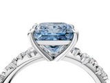 White gold Fancy Blue Princess  Cut Diamond Vine Band with Four-Prong Setting_78