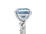 White gold Fancy Blue Princess  Cut Diamond Vine Band with Four-Prong Setting_79
