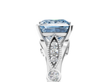 White gold Fancy Blue Princess  Cut Diamond with Milgrain Marquise and Bezel Accents on a Solitaire Band with Prong Setting_230