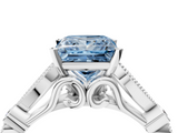 White gold Fancy Blue Princess  Cut Diamond with Milgrain Marquise and Bezel Accents on a Solitaire Band with Prong Setting_234