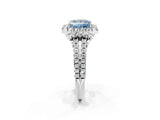 White gold Fancy Blue Princess  Cut Double Halo Diamond Engagement Ring with Pave Band and Four-Prong Setting_57