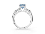White gold Fancy Blue Princess  Cut Five-Stone Prong Set Diamond Ring with Classic Band_34