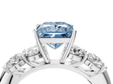 White gold Fancy Blue Princess  Cut Five-Stone Prong Set Diamond Ring with Classic Band_36