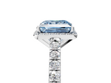 White gold Fancy Blue Princess  Cut Halo Diamond Engagement Ring with Pave Band and Four-Prong Setting_33
