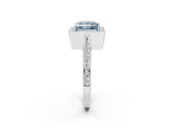 White gold Fancy Blue Princess Cut Halo Diamond Engagement Ring with Split Shank Band and Four-Prong Setting_14