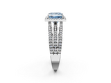 White gold Fancy Blue Princess  Cut Halo Diamond Engagement Ring with Split Shank and Four-Prong Setting_22