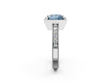White gold Fancy Blue Princess  Cut Halo Diamond Pave Band Ring with Four-Prong Setting_47