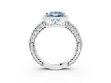 White gold Fancy Blue Princess  Cut Halo Diamond Pave Band Ring with Four-Prong Setting_48