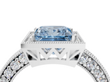 White gold Fancy Blue Princess  Cut Halo Diamond Pave Band Ring with Four-Prong Setting_49