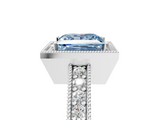 White gold Fancy Blue Princess  Cut Halo Diamond Pave Band Ring with Four-Prong Setting_50