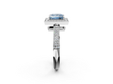 White gold Fancy Blue Princess  Cut Halo Diamond Pave Band with Four-Prong Setting_38
