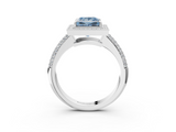 White gold Fancy Blue Princess  Cut Halo Diamond Pave Band with Four-Prong Setting_39