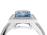 White gold Fancy Blue Princess  Cut Halo Diamond Pave Band with Four-Prong Setting_40
