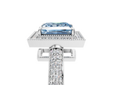 White gold Fancy Blue Princess  Cut Halo Diamond Pave Band with Four-Prong Setting_41