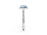 White gold Fancy Blue Princess Cut Halo Diamond Pave Band with Prong Setting_2