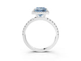 White gold Fancy Blue Princess Cut Halo Diamond Pave Band with Prong Setting_3